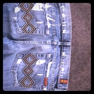 Embellished -Roxanne Distressed Skinny Jeans - 29
